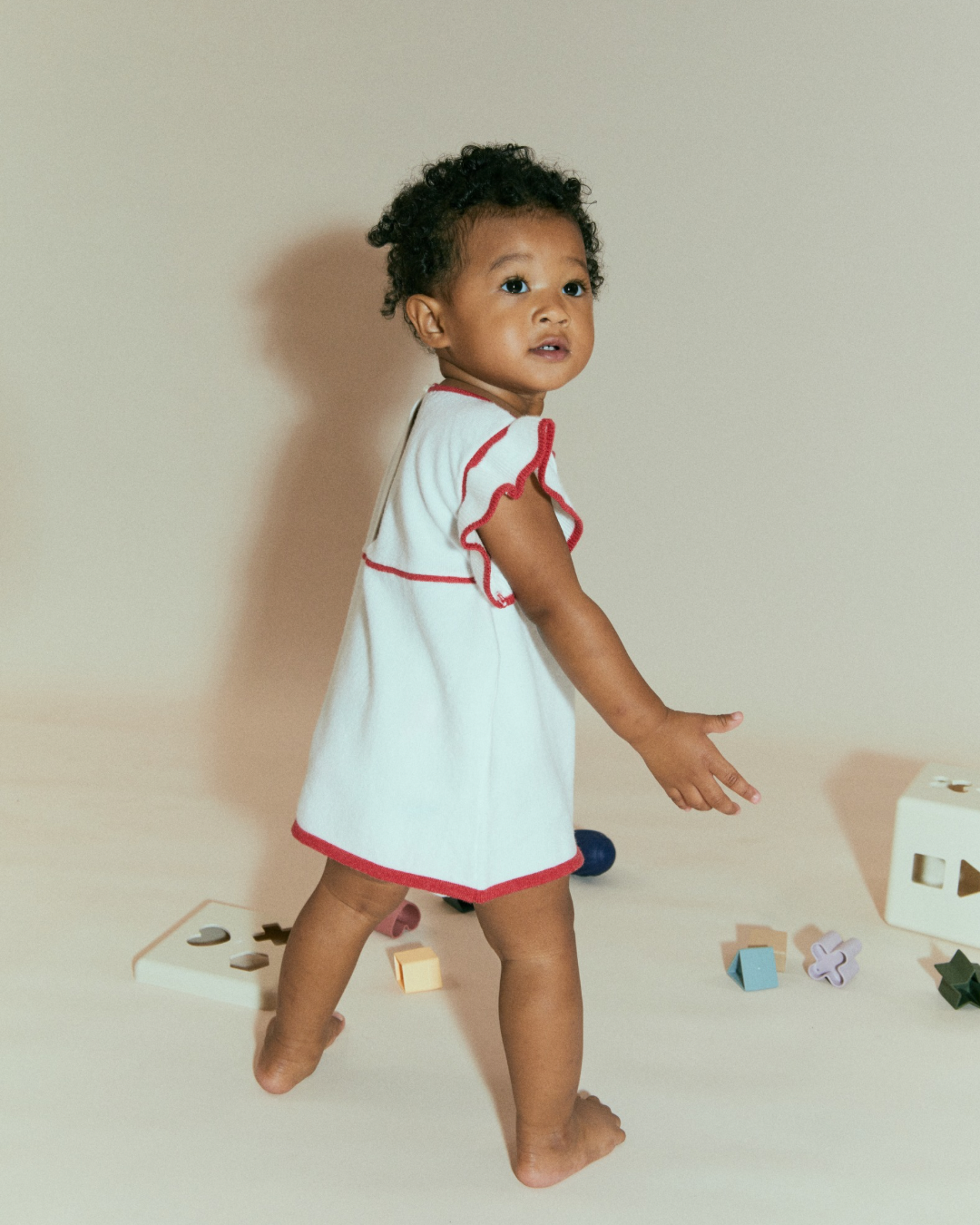 Flounce-Sleeve Dress