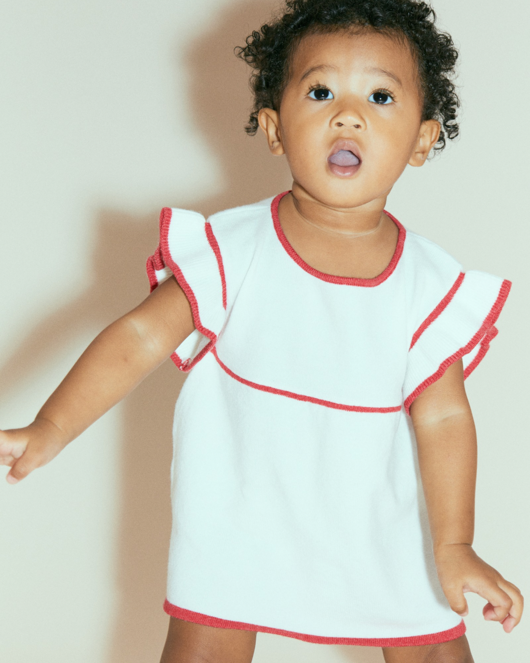 Flounce-Sleeve Dress